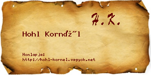 Hohl Kornél névjegykártya
